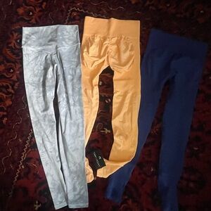Stylish Women's Leggings Set - Blue, Orange, Gray